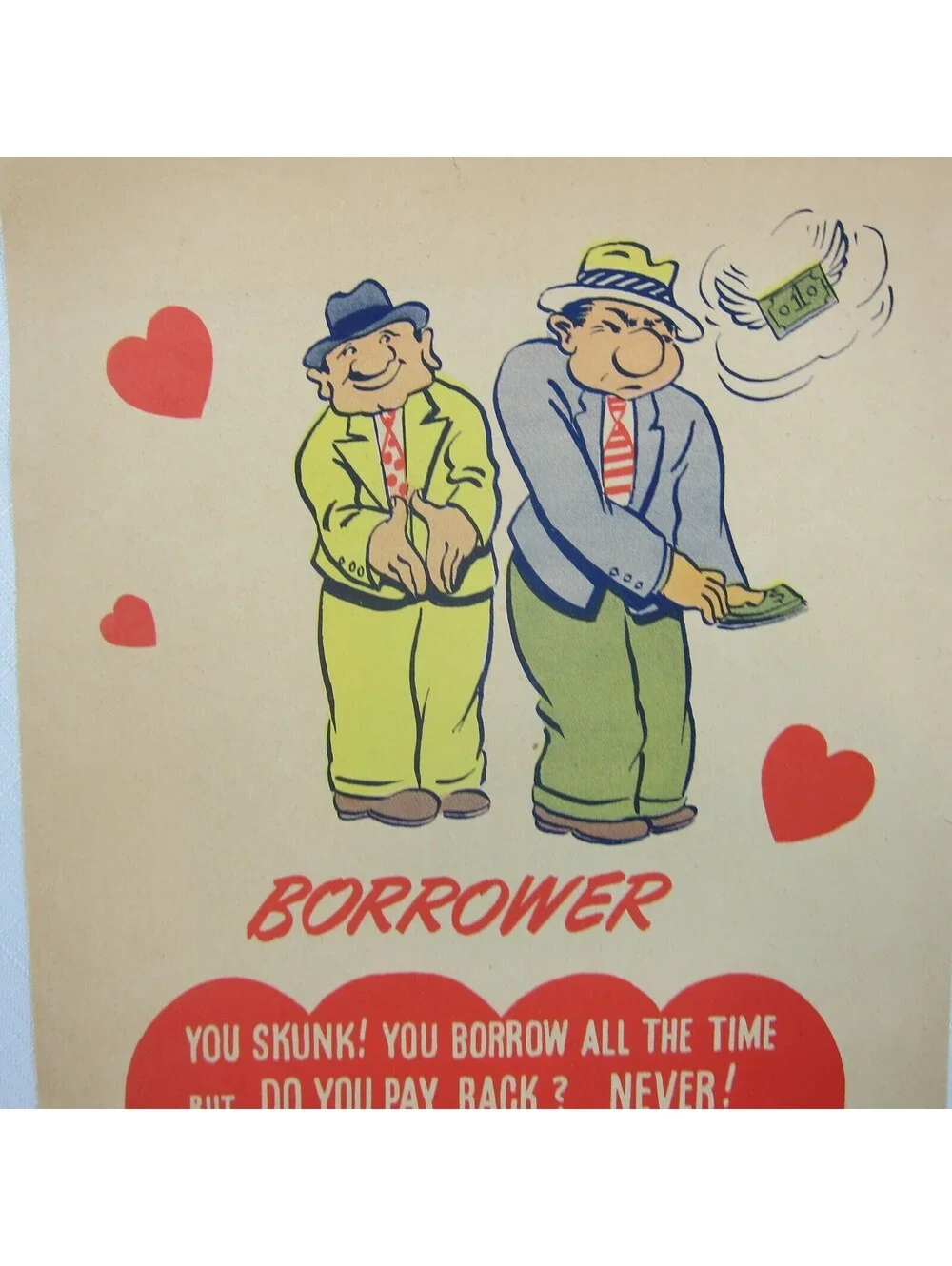 Vintage Vinegar Valentine Borrower Penny Dreadful Sarcasm Insult Poem Ephemera